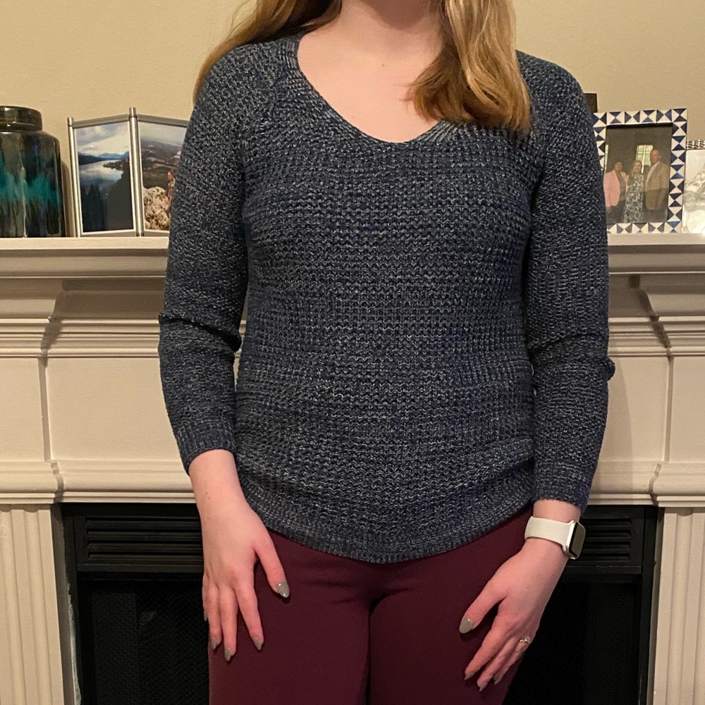 Blue Crochet Knit Sweater